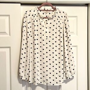 Loft Plus Size Black & White Heart Blouse - Size 18